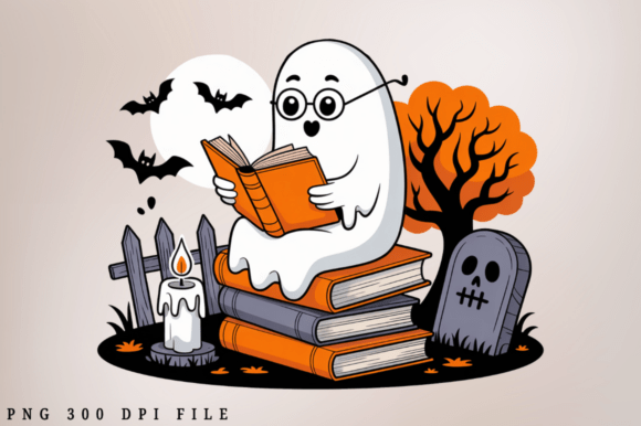 Download Cute Boo Ghost Reading Books PNG Clipart - Clipart Collection