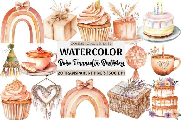 Download Boho Terracotta Birthday Clipart - Clipart Collection