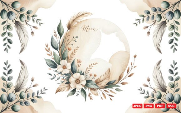 Download Boho Moon Floral Clipart - Clipart Collection