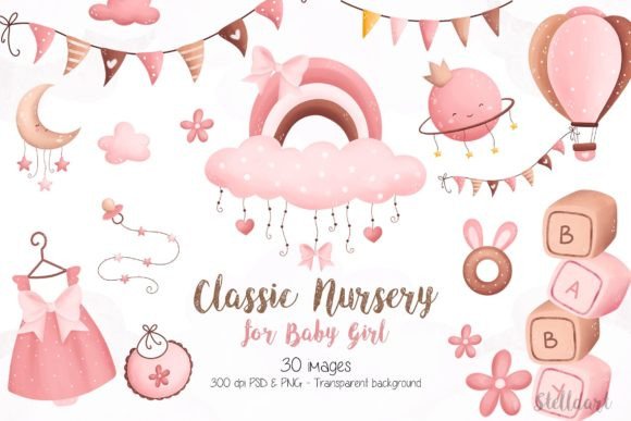 Download Classic Nursery for Baby Girl Clipart - Clipart Collection
