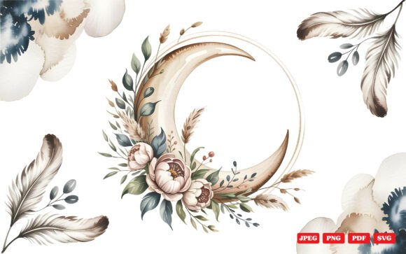 Download Crescent Moon Watercolor Clipart - Clipart Collection