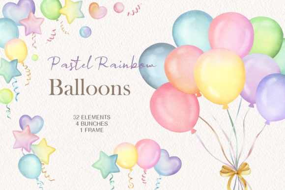 Download Watercolor Rainbow Balloons Clipart - Clipart Collection