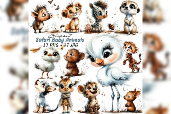 Download Whimsical Safari Baby Animals Clipart - Clipart Collection