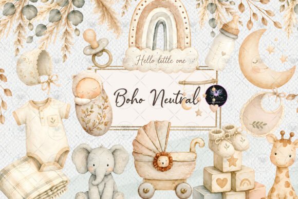 Download Boho Neutral Baby Shower Clipart - Clipart Collection