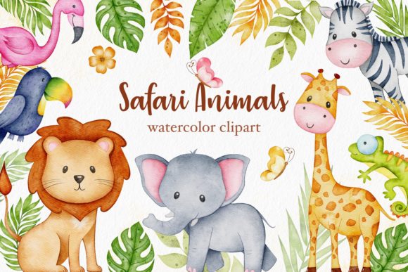 Download Watercolor Safari Baby Animals Clipart - Clipart Collection