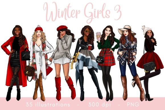 Download Winter Girls Fashion Clipart - Clipart Collection