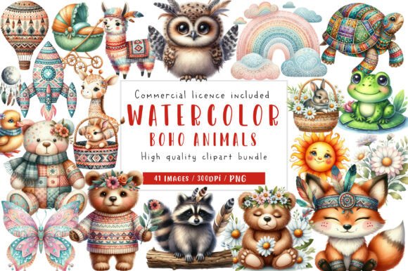 Download Boho Baby Clipart Bundle Boho Animals - Clipart Collection