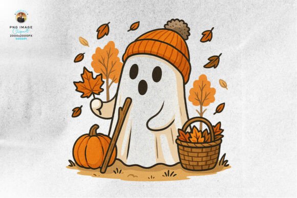 Download Cute Halloween Autumn Ghost Clipart PNG - Clipart Collection