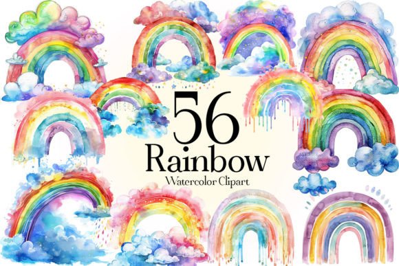 Download Watercolor Rainbow Clipart - Clipart Collection