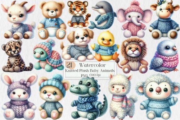 Download Knitted Plush Baby Animals Clipart PNG - Clipart Collection