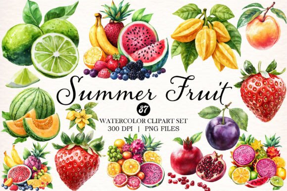Download Watercolor Summer Fruit Clipart - Clipart Collection