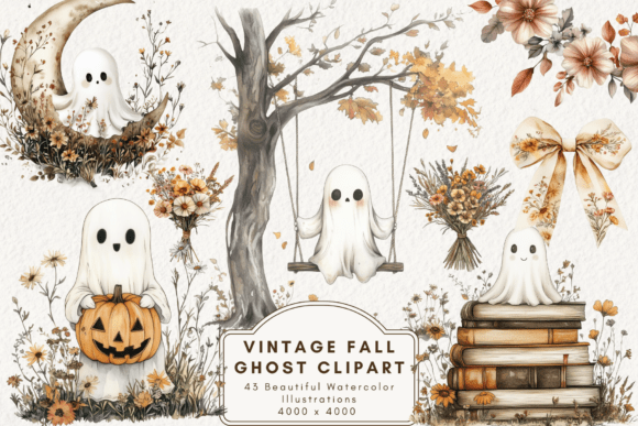 Download Vintage Fall Ghost Clipart - Clipart Collection