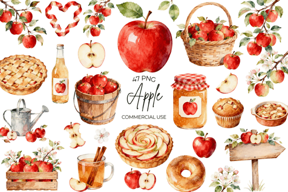 Download Watercolor Apple Clipart Autumn Fruit - Clipart Collection