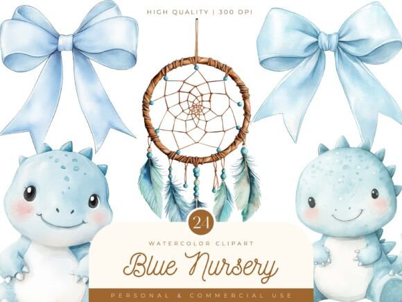 Download Blue Boho Nursery Clipart Bundle - Clipart Collection