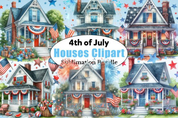 Download 4th of July House Clipart Bundle - Clipart Collection
