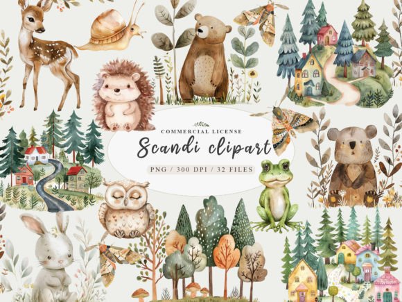 Download Woodland Animal Clipart, Nordic Cute Png - Clipart Collection