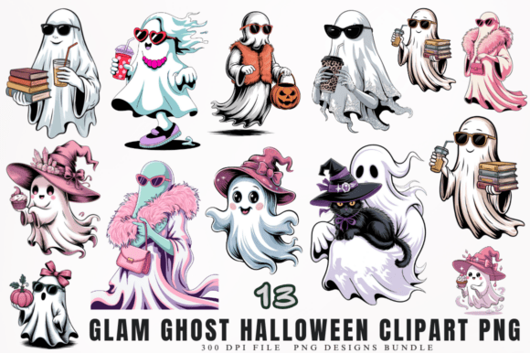 Download Glam Ghost Halloween Clipart PNG Designs - Clipart Collection