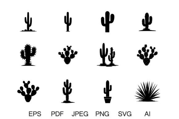 Download Cactus Silhouette Desert Clipart Bundle - Clipart Collection