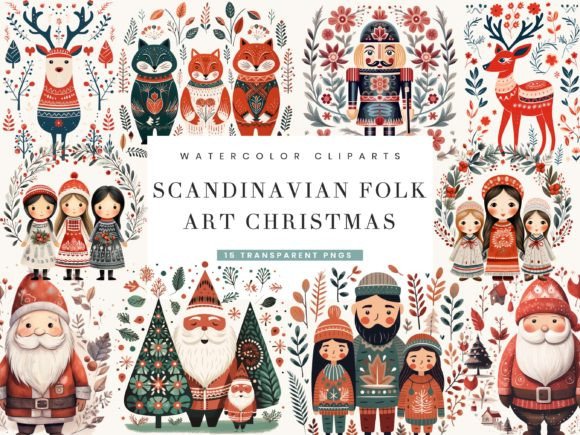 Download Scandinavian Folk Art Christmas Clipart - Clipart Collection