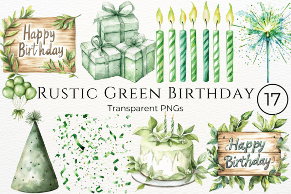 Download Rustic Green Birthday Watercolor Clipart - Clipart Collection