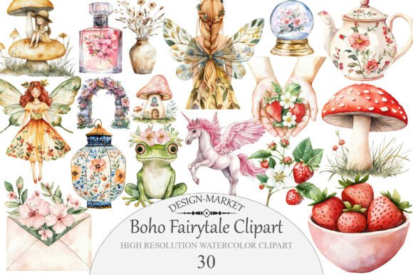 Download Watercolor Boho Fairytale Clipart - Clipart Collection