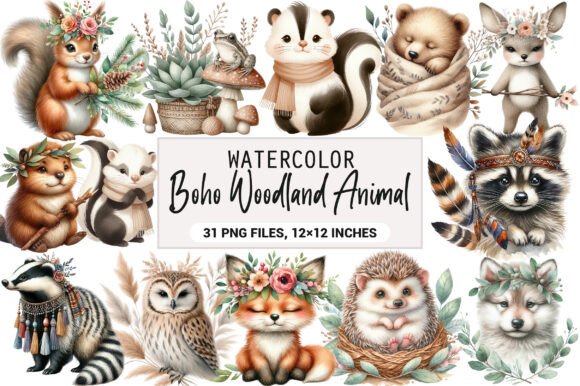 Download Boho Woodland Animal Clipart Bundle - Clipart Collection