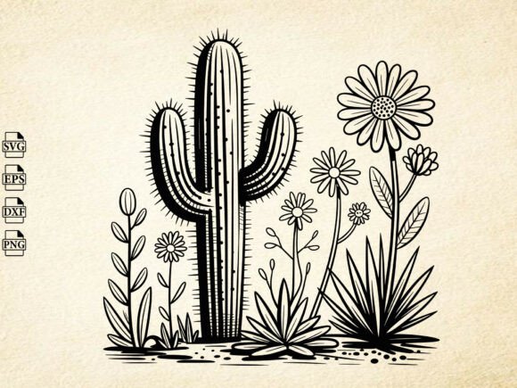 Download Cactus SVG, Hand Drawn Desert Clipart - Clipart Collection