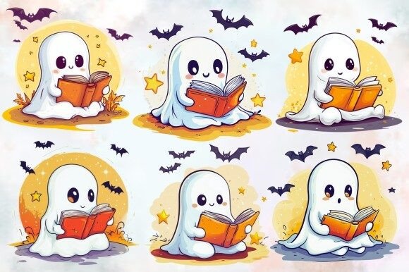 Download Bookish Halloween Ghost PNG Clipart - Clipart Collection