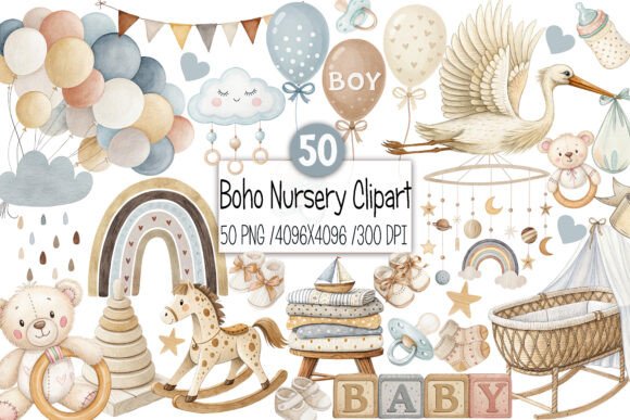 Download Baby Shower Clipart,Boho Nursery Clipart - Clipart Collection