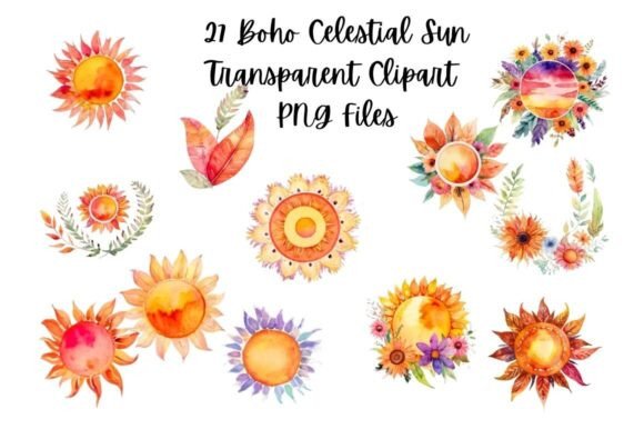 Download 27 Watercolor Boho Solar Clipart Bundle - Clipart Collection