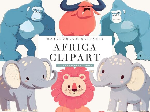 Download Watercolor Africa Animal Clipart Bundle - Clipart Collection
