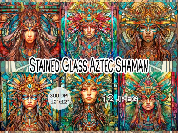 Download Stained Glass Aztec Shaman JPEG Clipart - Clipart Collection