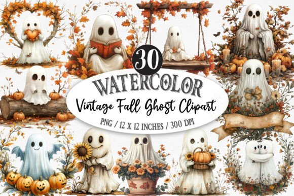 Download Vintage Fall Ghost Clipart - Clipart Collection