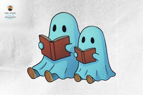 Download Cute Halloween Book Lover Ghosts Clipart - Clipart Collection