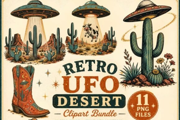 Download Retro UFO Desert Clipart PNG, 11 Western - Clipart Collection