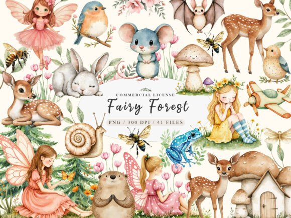 Download Charming Fairy Woodland Animals Clipart - Clipart Collection
