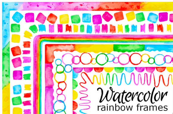 Download Watercolor Rainbow Frame Clipart - Clipart Collection