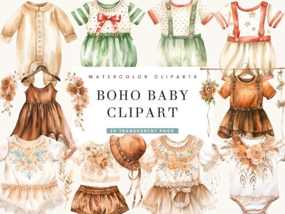 Download Watercolor Boho Baby Clipart Bundle - Clipart Collection