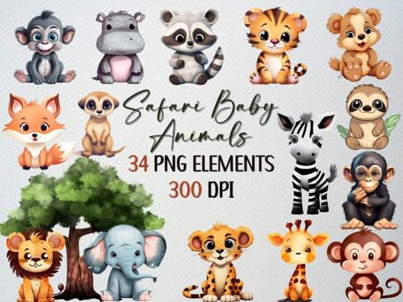 Download Safari Baby Animals Clipart, 34PNG's - Clipart Collection