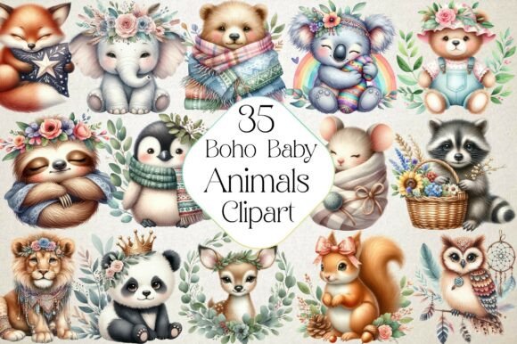 Download Boho Baby Clipart Bundle Boho Animals - Clipart Collection