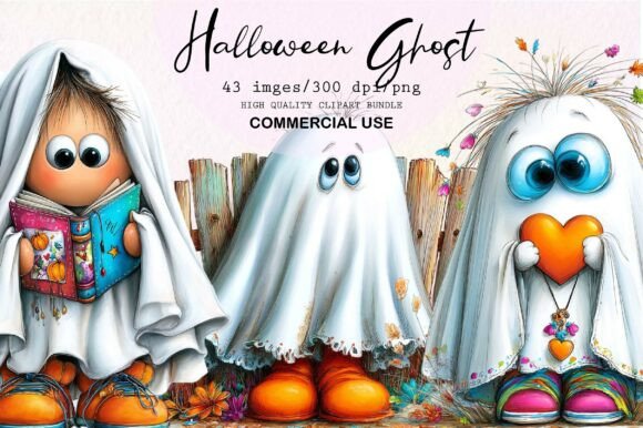 Download Whimsical Halloween Ghost Clipart Bundle - Clipart Collection