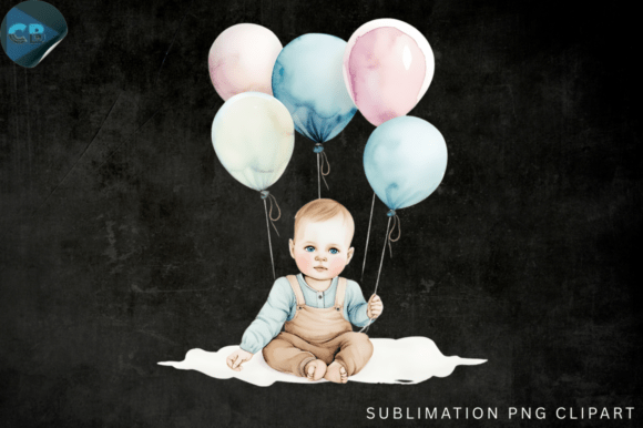 Download Baby with Balloons PNG Clipart - Clipart Collection