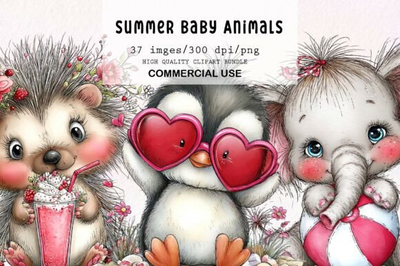 Download Whimsical Summer Baby Animals Clipart - Clipart Collection