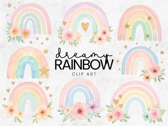 Download Paster Rainbow with Flowers PNG Clipart - Clipart Collection
