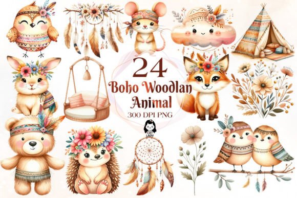 Download Boho Woodland Animal Clipart Bundle - Clipart Collection