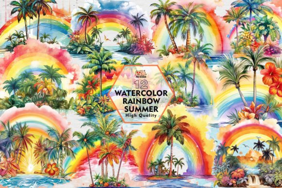 Download Watercolor Rainbow Summer Clipart PNG - Clipart Collection