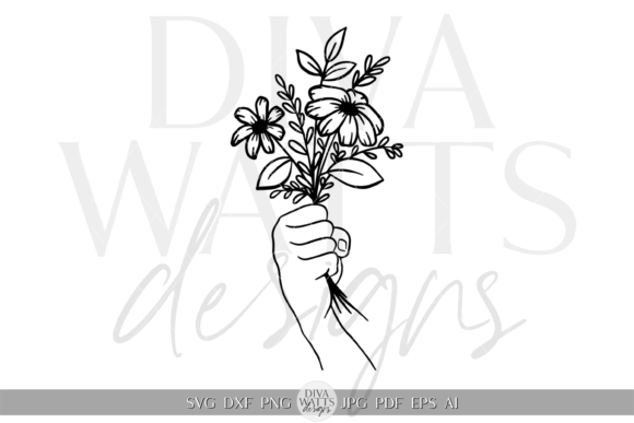Download Hand with Flowers Silhouette Artwork SVG - Premium Resources