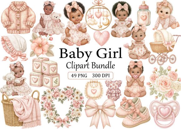 Download Baby Girl Clipart PNG Bundle - Clipart Collection