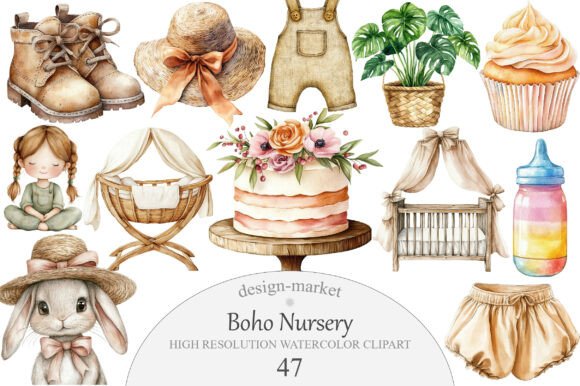 Download Watercolor Boho Nursery Clipart - Clipart Collection