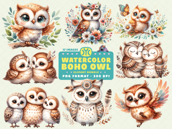 Download Watercolor Boho Owl Clipart - Clipart Collection